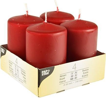 Papstar 10495 Wachskerze Zylinder Bordeaux (e) (4 Stk.)