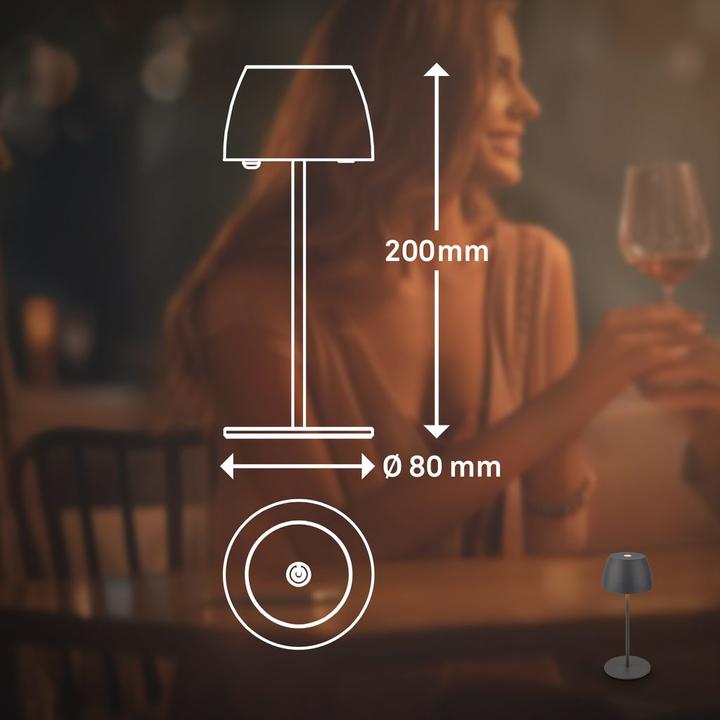 Produktbild Briloner Accu LED table lamp - Mini, Touch, anthracite (150 lm)
