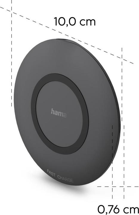 Produktbild Hama Wireless Charger, kabelloses Smartphone-Ladepad, 15 W, Schwarz (15 W)