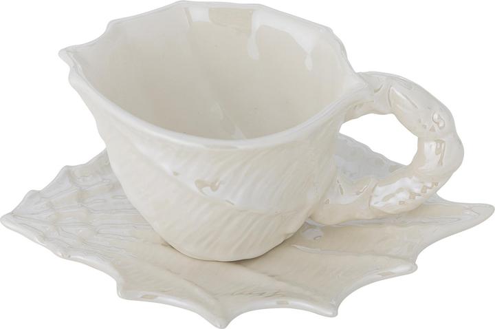 Produktbild Bloomingville - Shellie Cup with Saucer - White - Stoneware (1000 ml, 6x)