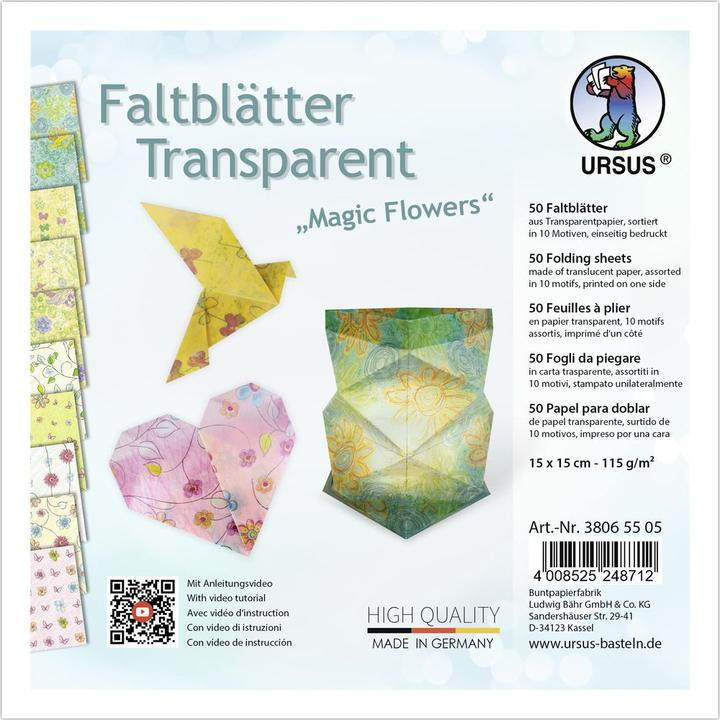Produktbild Ursus Faltblätter Magic Flowers 15 x 15 cm, 115 (115 g/m², 50 x)