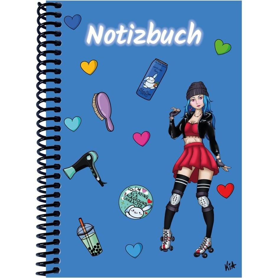 E & Z, Heft + Block, A 5 Notizbuch Manga Enora, blau, karier (A5, Kariert)