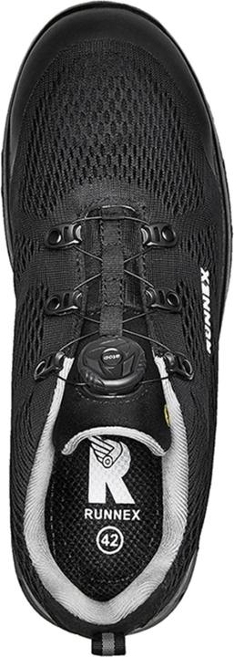 Actual product image Runnex S1PS-ESD safety shoes atop FlexStar, black/grey (S1P, 39)