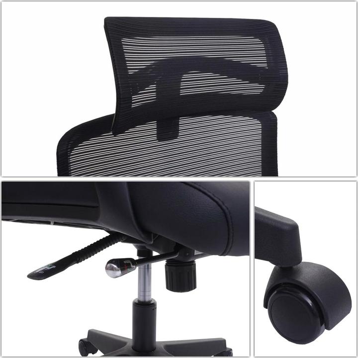 Image du produit Swisshandel24 chaise de bureau, chaise pivotante chaise de bureau, appui-tête ergonomique, similicuir gris (44 - 54 cm)