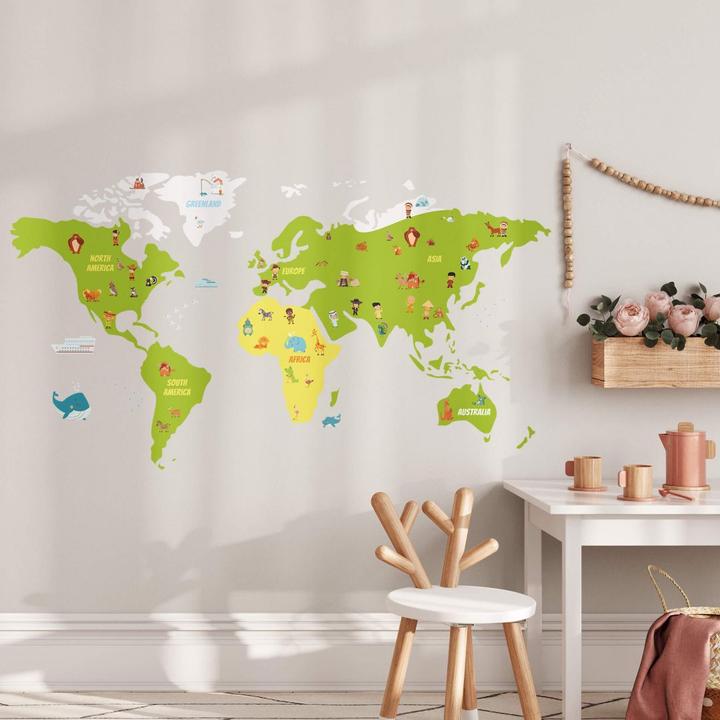 Actual product image Trenddeko Funny kids world map (140 x 89 cm)