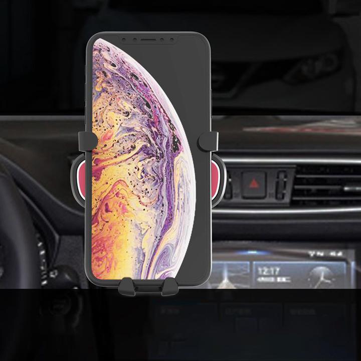 Image du produit Hurtel Support de voiture pour smartphone par gravité pour bouche d'air avec rafraîchisseur d'air noir