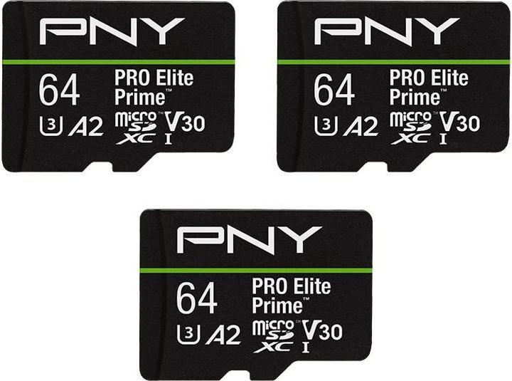 Image du produit PNY PRO ELITE PRIME 64GB X3 (64 Go, microSDXC, U3, UHS-I)