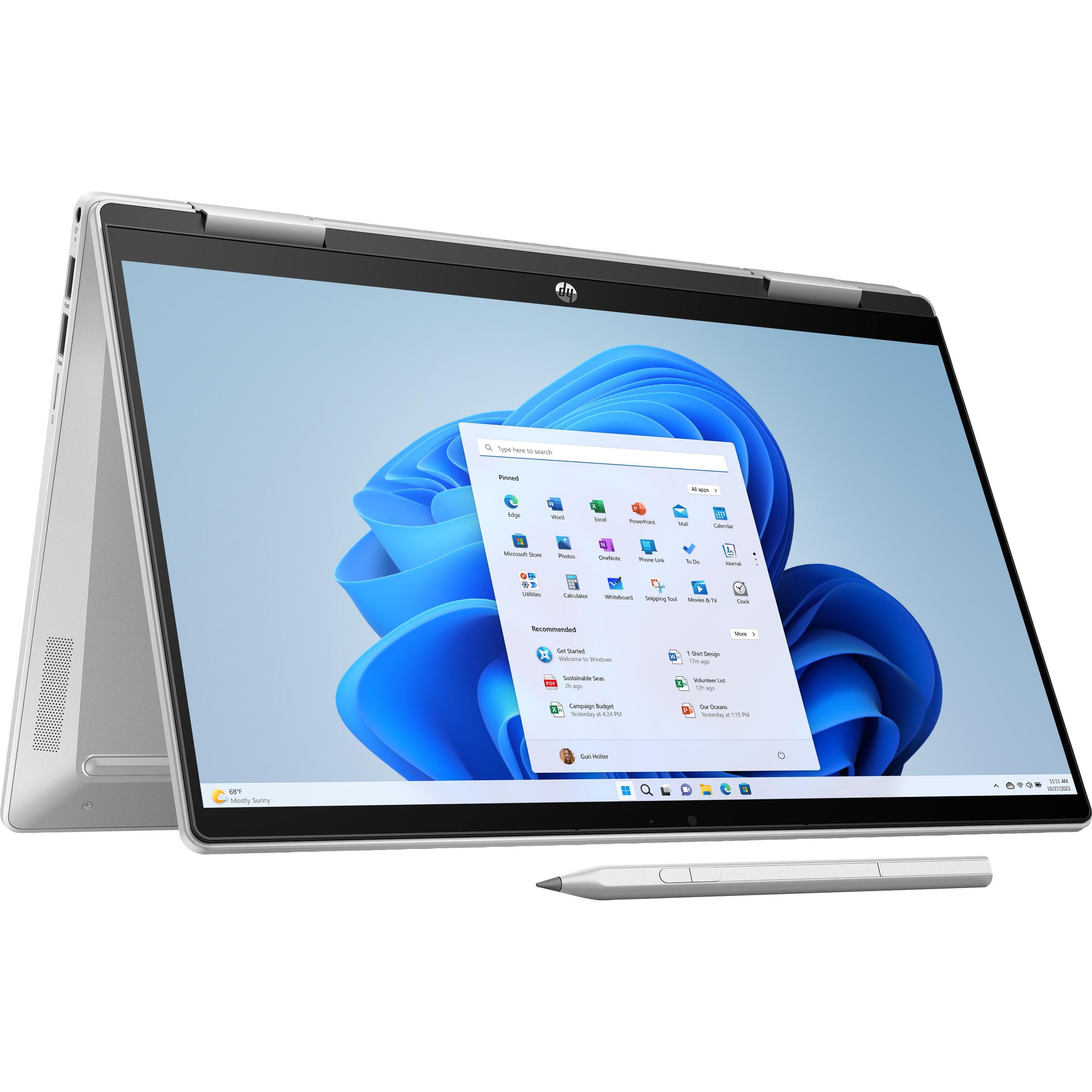 HP Pavilion x360 14-ek2077ng (14", Intel Core 7 150U, 16 GB, 1000 GB, DE), Notebook, Silber