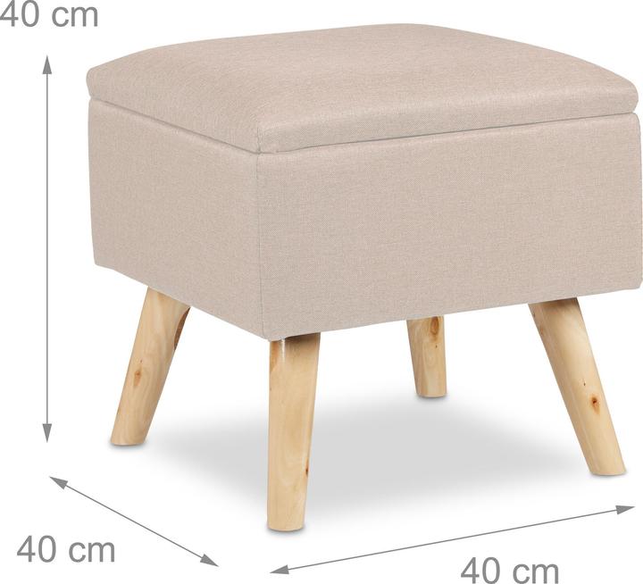 Actual product image Relaxdays Storage Ottoman, Faux Linen Cover