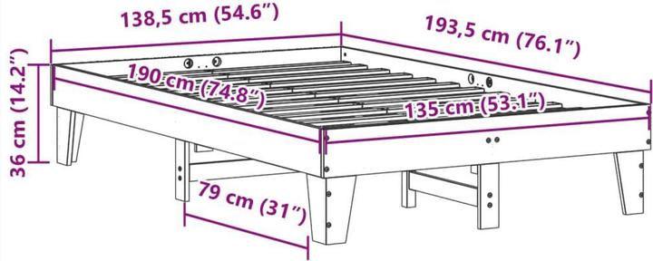 Produktbild vidaXL Bettgestell (135 x 190 cm)