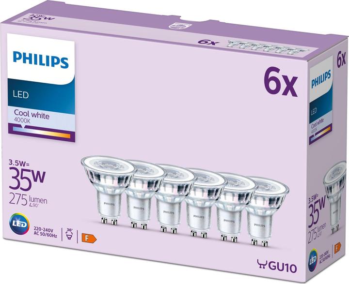 Produktbild Philips LED Classic (GU10, 3.50 W, 275 lm, 6 x, F)