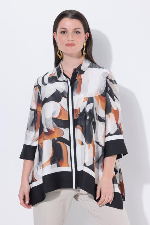 Actual product image Ulla Popken Abstract Print Pointed Hem Blouse (58)