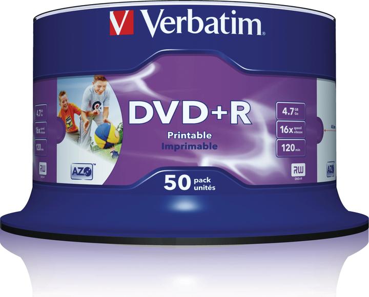 DVD+R, 16x, 4.7GB, 50er Spindel, bedruckbar