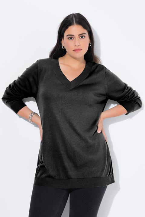 Produktbild Ulla Popken Pullover, V-Ausschnitt, Langarm, weicher Feinstrick (56)