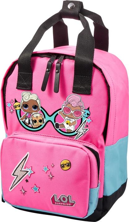 Euromic L.O.L. Surprise! Together 4Eva Small Backpack with pink pom-pom attached to zipper puller