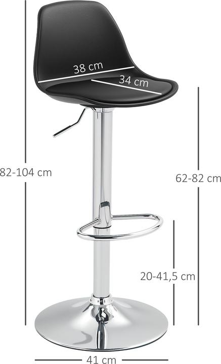 Produktbild Homcom Barhocker Kunstleder Schwarz