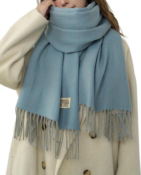 Produktbild Only-Bags.Store Doppelseitiger Schal Zwei Farben Einfacher Basic Imitation Kaschmir Quaste Schal Herbst Winter