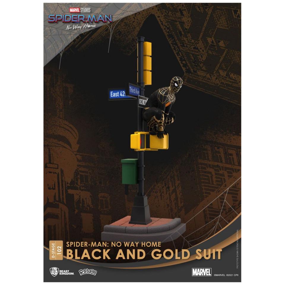 Beast Kingdom Spider-Man: No Way Home diorama PVC D-Stage Spider-Man Black and Gold Suit Closed Box Version 25 cm