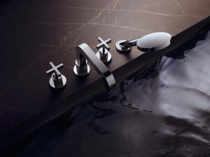 Actual product image Axor 4-hole bath tub rim mixer CITTERIO DN 15 with cross handles and rosettes chrome