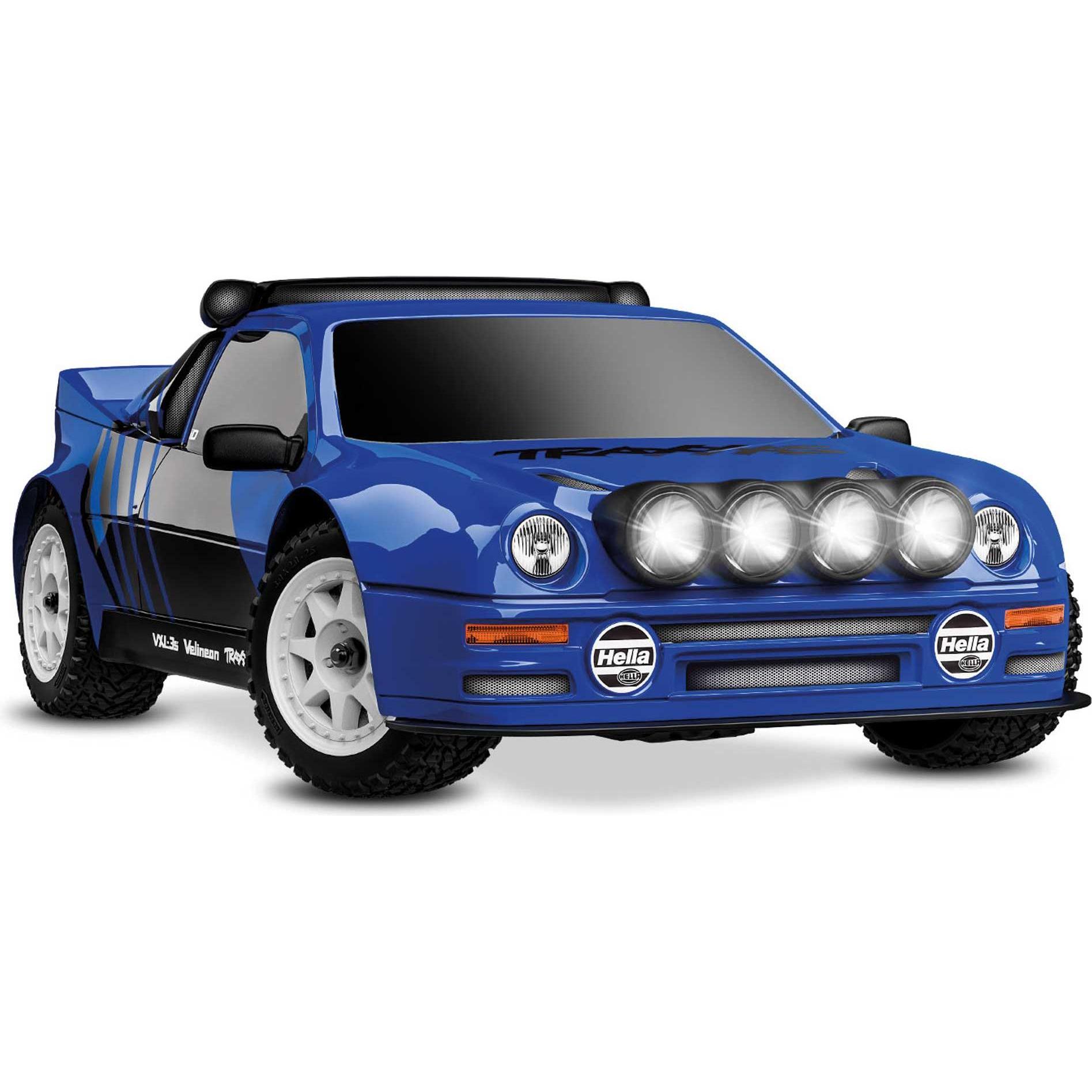 Traxxas Ford RS200 MINI-Rally blau VXL-Power 4x4 RTR Brushless, HD-Teile, mit 2S Lipo/Lader (RTR pronto all'uso)