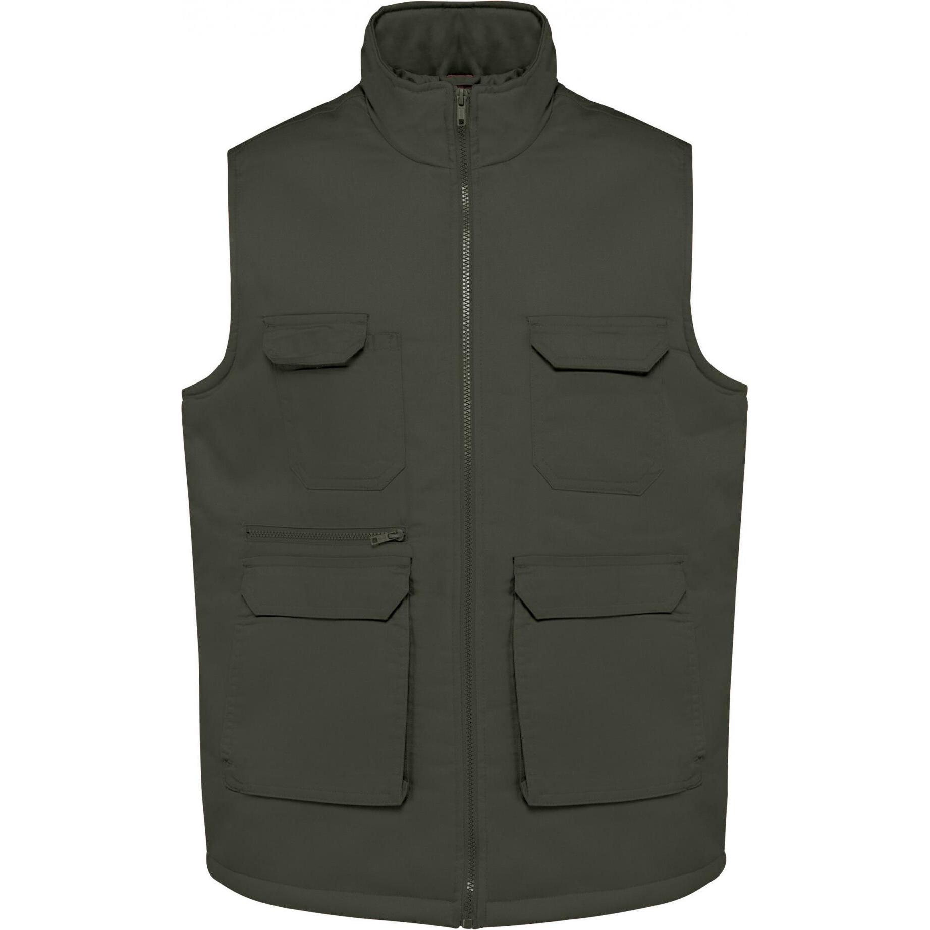 Kariban, Herren, Weste, Gepolsterte Polycotton-Multitaschen-Weste, Grün, (3XL)