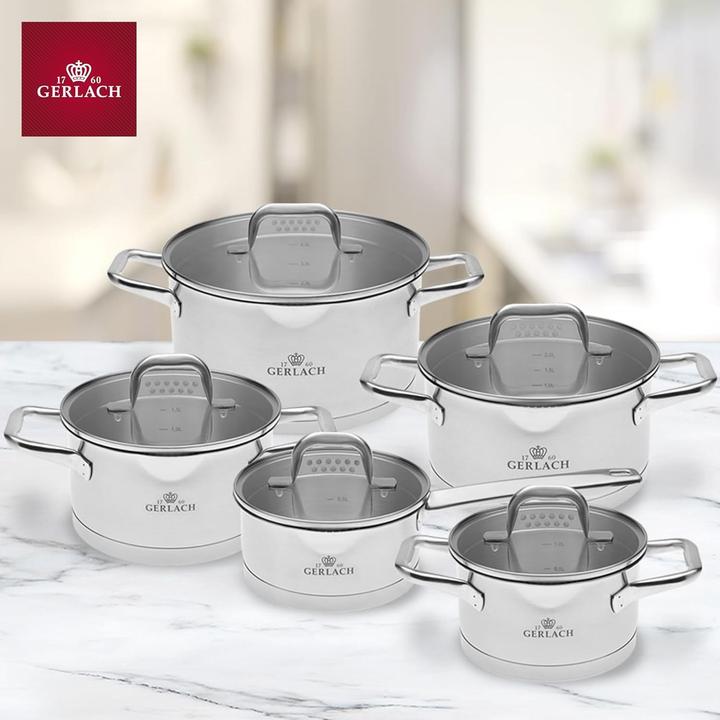 Produktbild Gerlach Induktionstopf-Set (5-teilig) (Pfannenset + Topfset, Edelstahl)