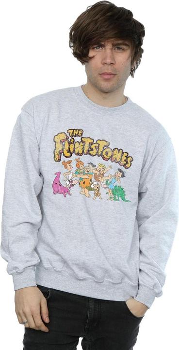 Actual product image The Flintstones Mens Group Distressed Sweatshirt (S)