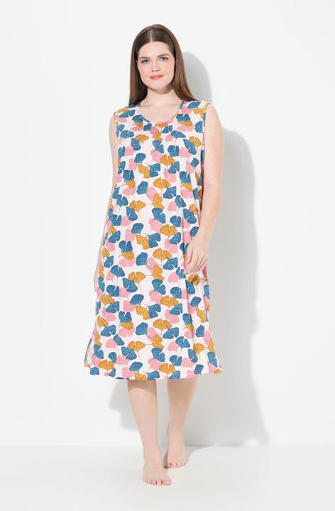 Immagine prodotto Ulla Popken Camicia da notte dal taglio smanicato in cotone biologico con ginkgo e scollo a girocollo (42, 44)
