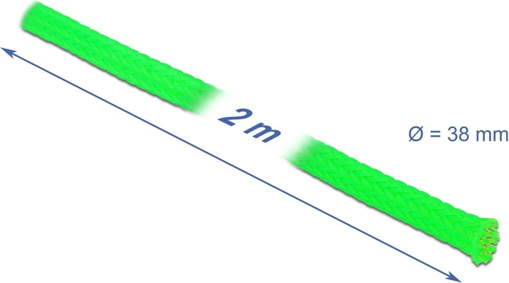 Produktbild Delock Geflechtschlauch dehnbar 2 m x 38 mm grün (Kabelschlauch, 200 cm)
