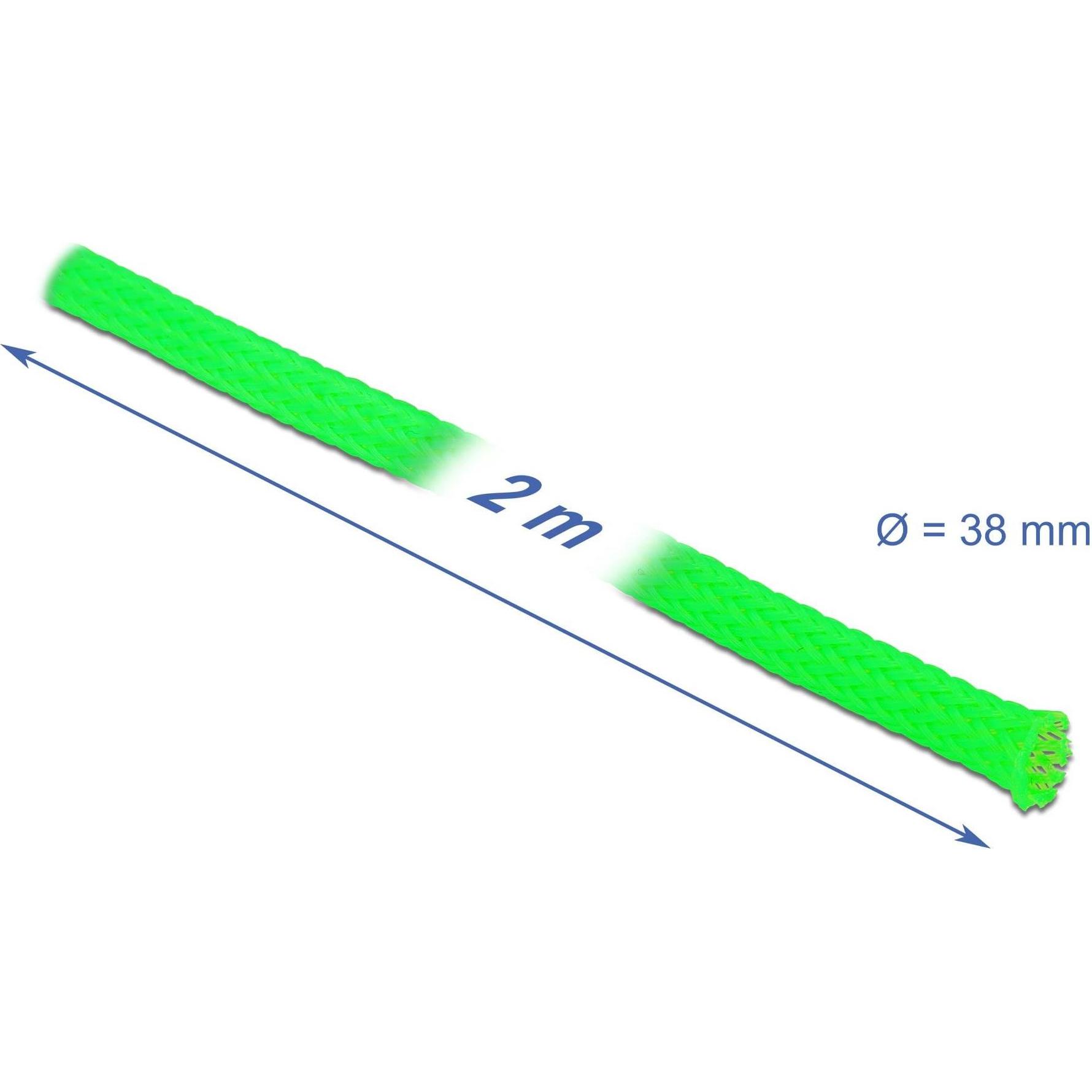Thumbnail - Delock, Kabelschutz + Kabelführung, Geflechtschlauch dehnbar 2 m x 38 mm grün (Kabelschlauch, 2000 mm)