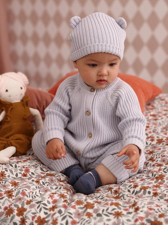 Produktbild Vertbaudet Baby-Set: gerippter Strickoverall & Mütze mit Ohren (80)