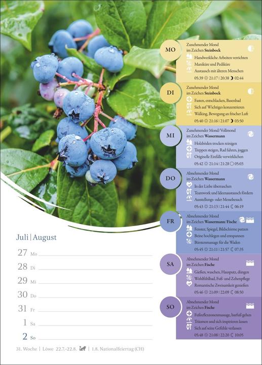 Actual product image Harenberg Mondkalender Wochenkalender 2026 - 53 Wochenblätter mit praktischen Tipps für jeden Tag (Hardcover, German)