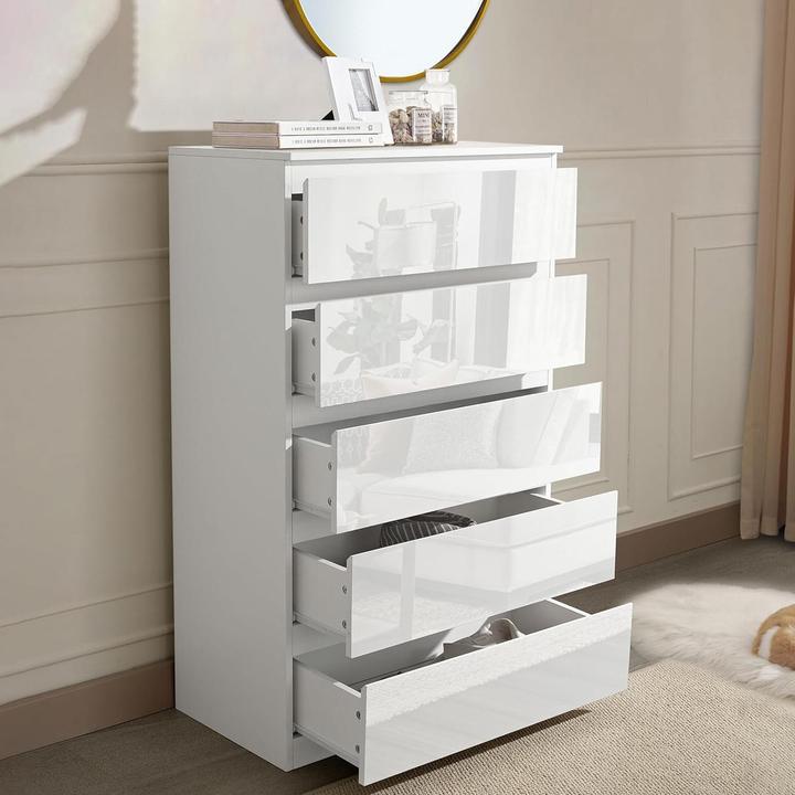 Actual product image HTI-Living Kommode Kenji 5 Schubladen Hochglanz Weiss