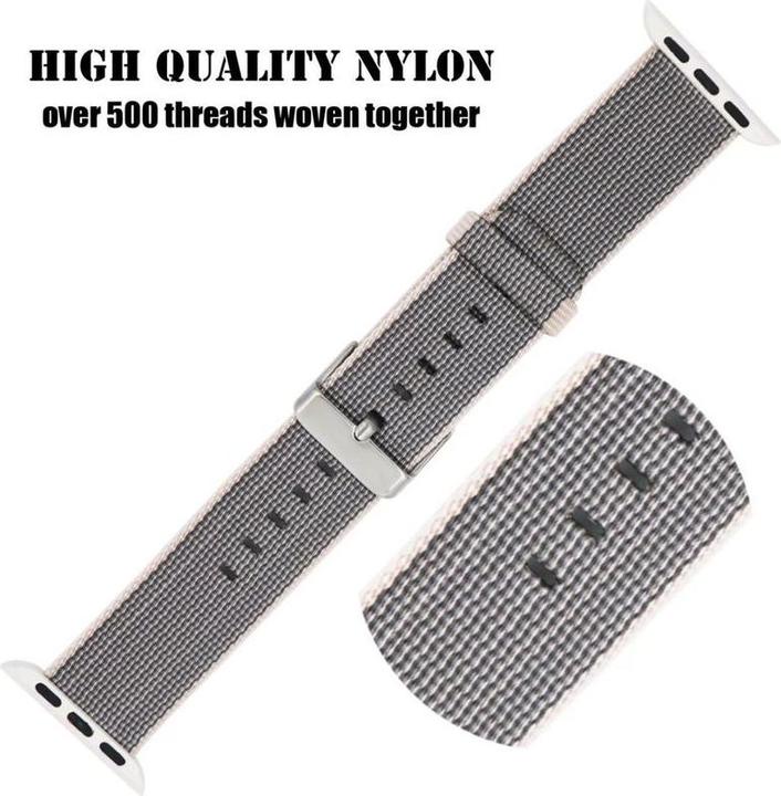 Immagine prodotto Hermex Apple Watch 44mm / 42mm cinturino in tessuto di nylon con fibbia a punta BIANCO (44 mm, 42 mm, Nylon)
