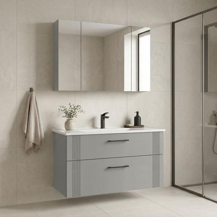 Produktbild Homitis Bari 100 v2 Bathroom Cabinet With Sink & Mirror Set (2 Pieces)