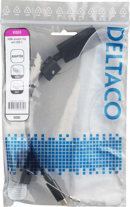 Produktbild Deltaco Modulinis adapterio??iedas, HDMI?? USB-C, juodas / HDMI-AR11 / 1902497 (HDMI, USB Typ-C, 15 cm)