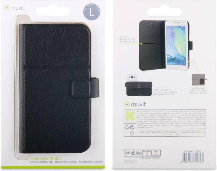 Produktbild Muvit Etui Folio Universel Avec Noir Sticker 3m Taille L Jusqua 5.1" (Universal)