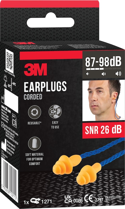 Actual product image 3M Hearing protection plugs with cord (1 x)