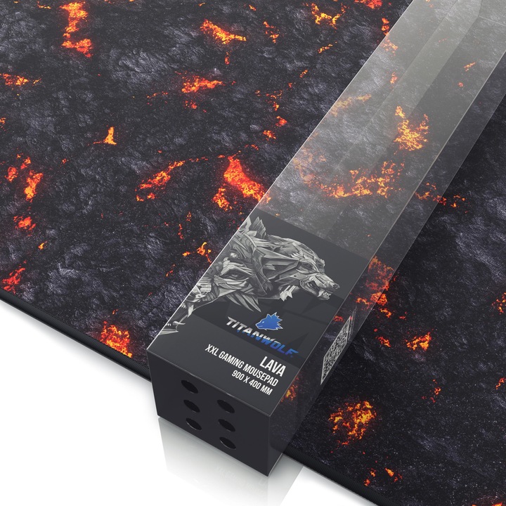 Produktbild Titanwolf Gaming Mauspad XXL, glattes Stoffgewebe, Speed Mausmatte 900 x 400mm grosse Fläche, Lavamotiv (XXL)