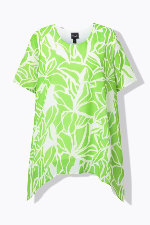 Immagine prodotto Ulla Popken Chiffon-Bluse, Rückenschlitz, Rundhals, Halbarm (62)