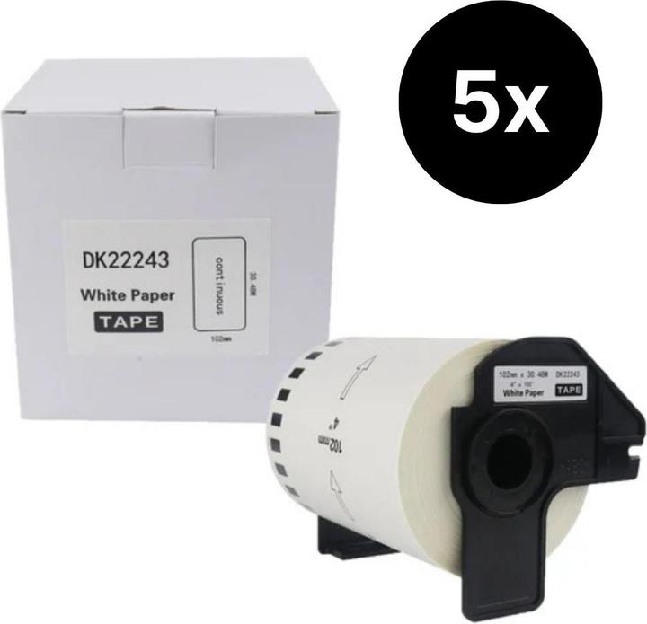 Actual product image Hermex 5er-Set Alternative Etikettenrolle zu Brother DK-22243 Etiketten (10.20 cm)