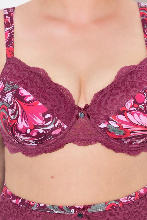 Actual product image Ulla Popken Floral Print Underwire Bra (90 E)