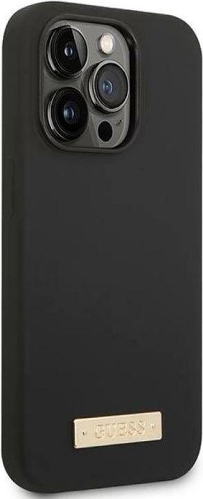 Image du produit Guess GUHMP14LSBPLK iPhone 14 Pro 6,1" czarny/black hard case Silicone Logo Plate MagSafe (Apple iPhone 14 Pro)