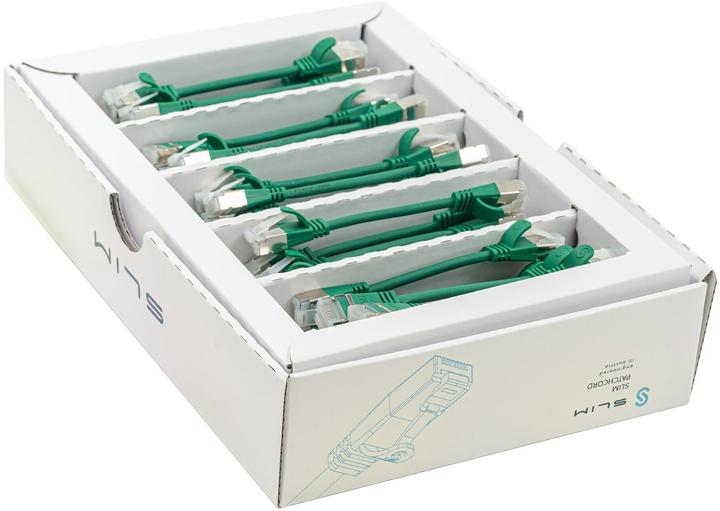 Produktbild SLIM Slimpatchkabel RJ-45, Cat 6A, U/FTP, 0.1 m, Grün, 50-Pack (U/FTP, CAT6a, 0.10 m)
