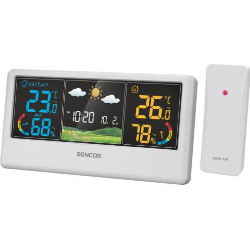 Sencor SWS 4100 W Wetterstation weiss / Farb-LCD / Funksensor, Stazione meteo, Bianco