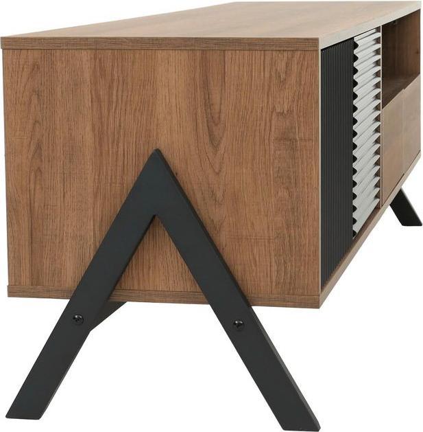 Produktbild Mendler TV-Rack HWC-O40, MDF Metall Melamin 48x155x40cm – natur