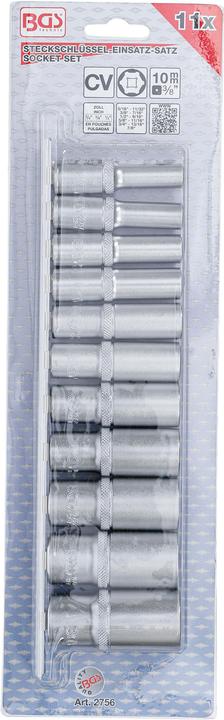 Produktbild BGS Steckschlüssel-Einsatz-Satz Sechskant, tief 10 mm (3/8") Zollgrössen 11-tlg. (11 mm)