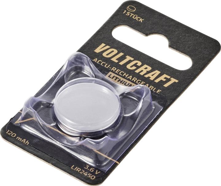 Voltcraft LIR2450 Knopfzellen-Akku LIR 2450 Lithium 120 mAh 3.6 V 1 St. (1 Stk., Gerätespezifisch, 120 mAh)