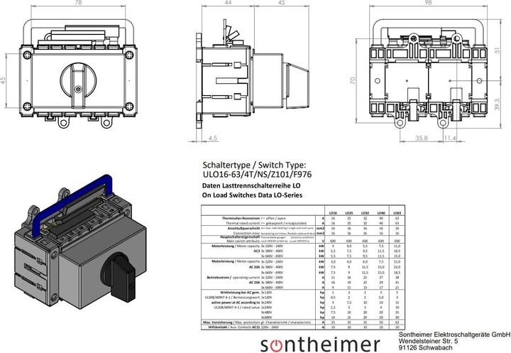 Immagine prodotto Sontheimer Commutatore di rete 25A 4 poli 11,5 kW