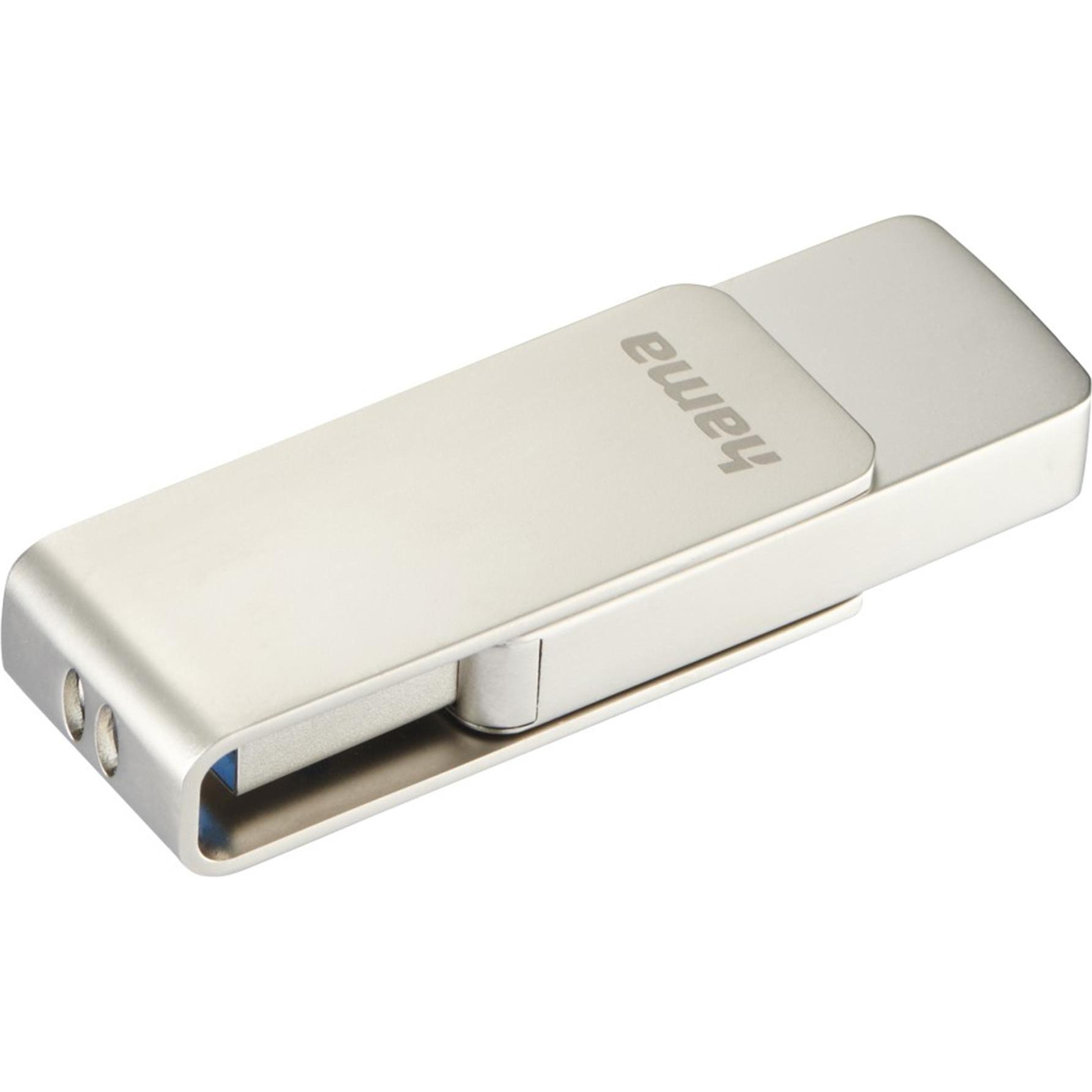 Hama Chiavetta USB Rotate Pro, USB 3.0, 64GB, 70MB/s, argento (64 GB, USB-A), Chiavetta USB, Argento